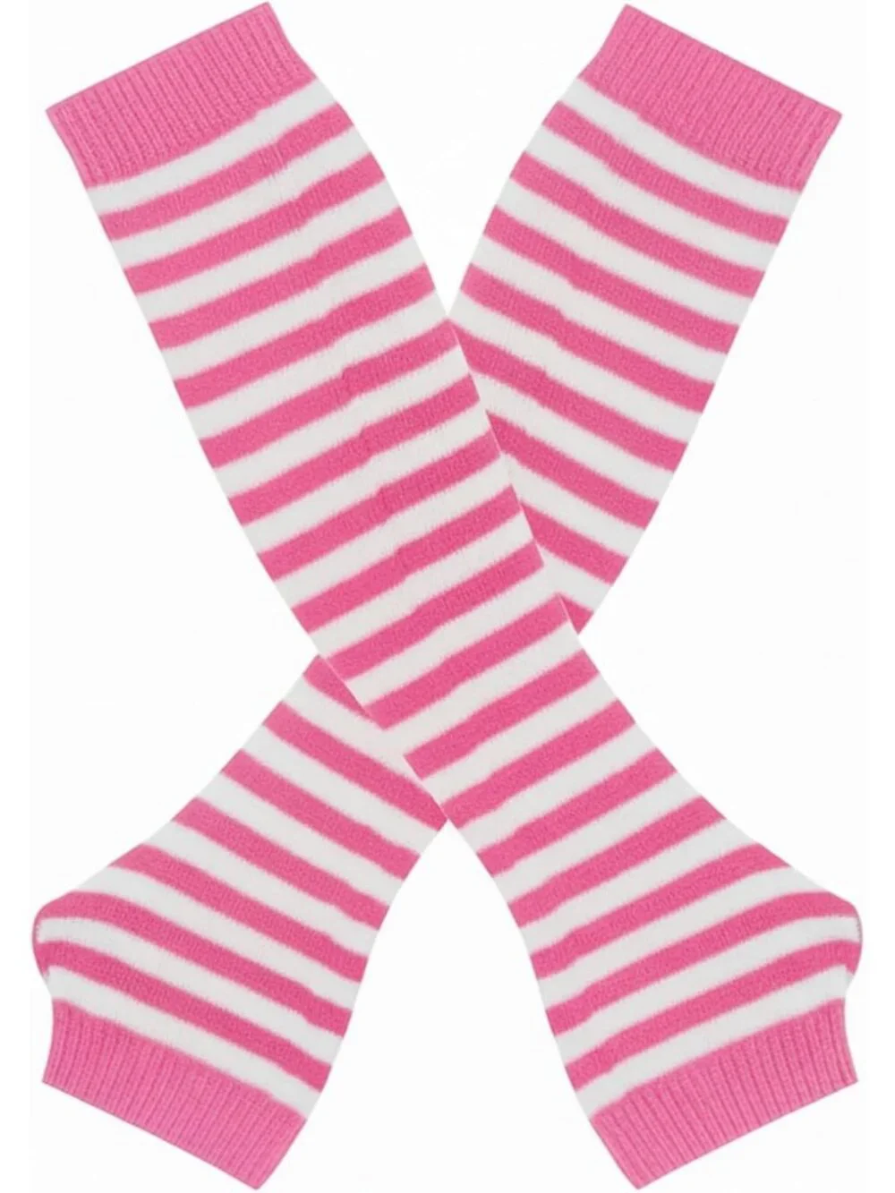 Women's Pink and white Striped Arm Warmers  Y2K Gothic Cosplay Fingerless Glove